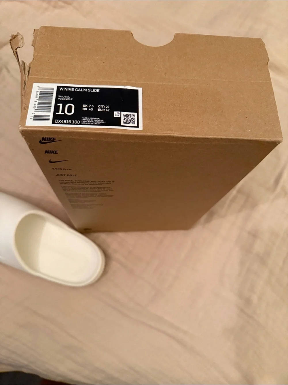 Nike White Calm Slide Sandals in Sail (White) - Picture 7 of 10